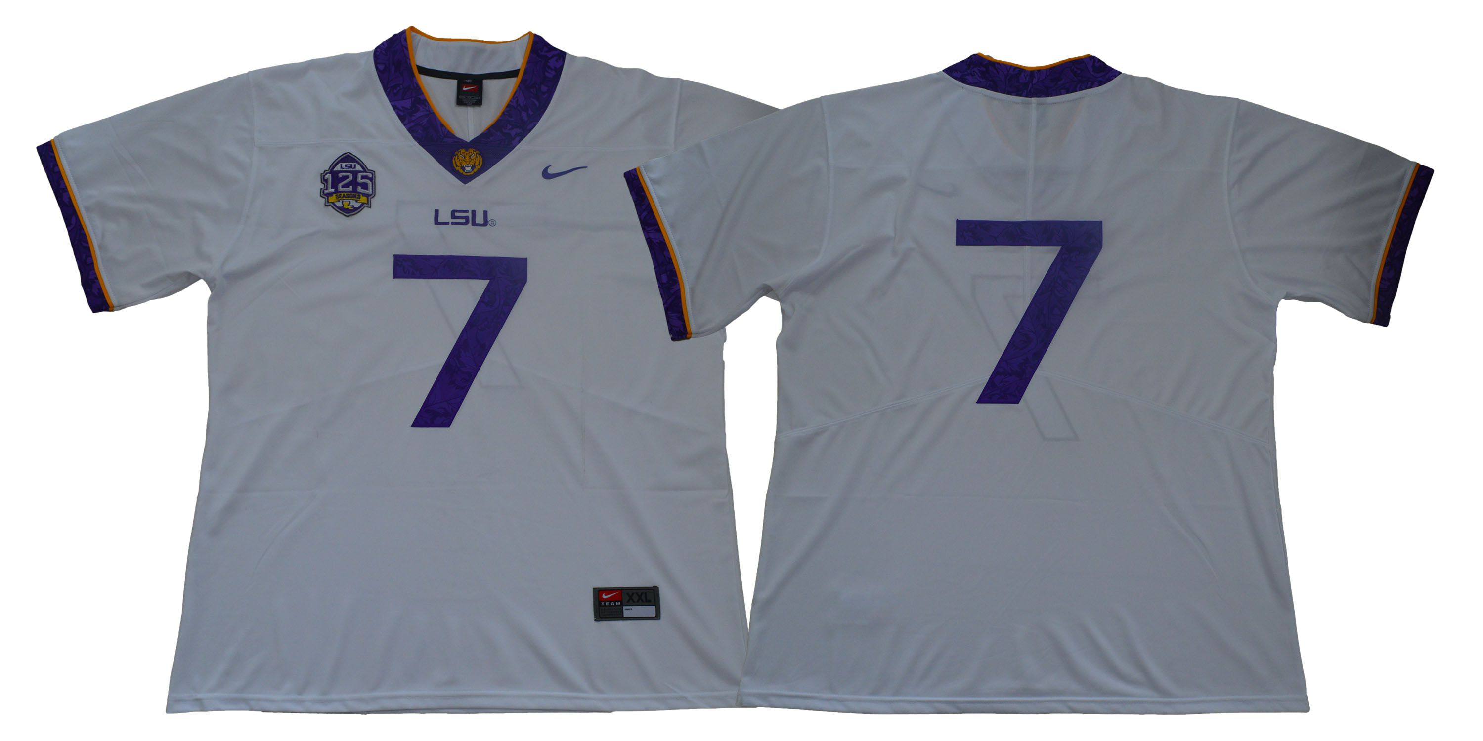 Men LSU Tigers #7 No name White Stitched NCAA Jersey->los angeles lakers->NBA Jersey